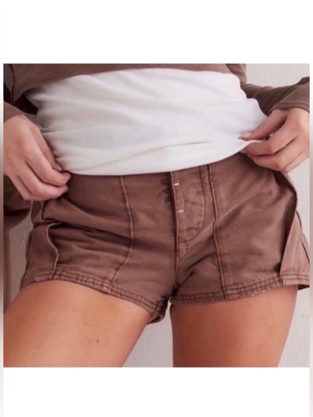 Free People 0 Shorts All Yours Micro Shorts in Chocolate brown 100% cotton NWT